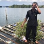 Verzweifelter Fischer in Asien