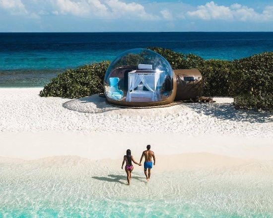 Beach-Bubble auf Finolhu, Malediven