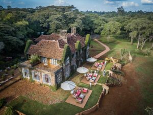 Blick auf die Giraffe Manor von oben - den Aufenthalt hier vergisst man nicht so schnell