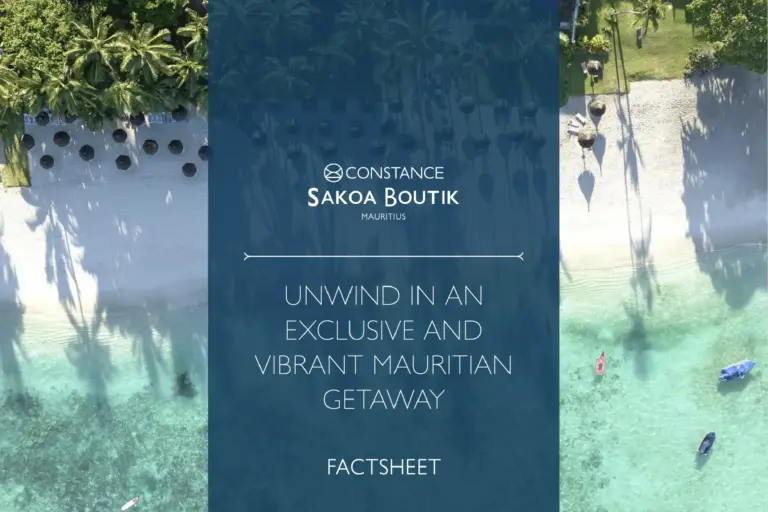 Die Broschüre des Constance Sakoa Boutik Hotels, buchbar bei Fenners Reisen