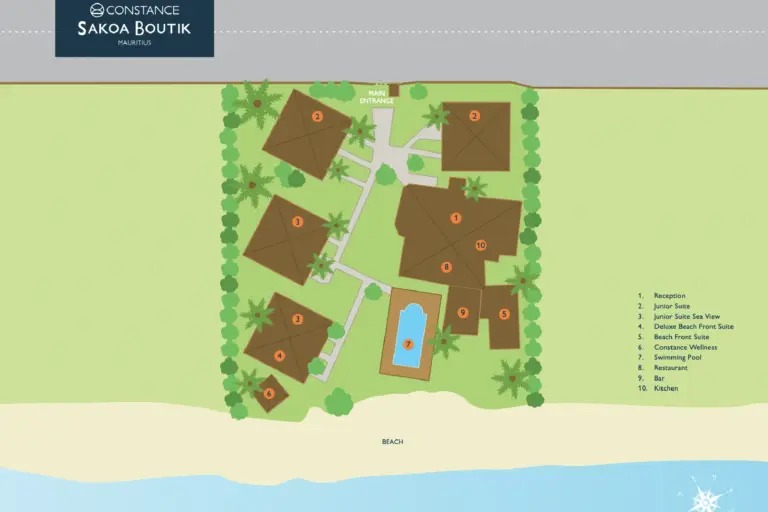 Die Hotel-Map des Constance Sakoa Boutik Hotels, buchbar bei Fenners Reisen