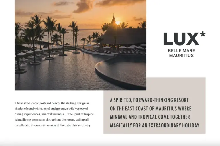 Die Hotelbroschüre des LUX Belle Mare Resorts auf Mauritius