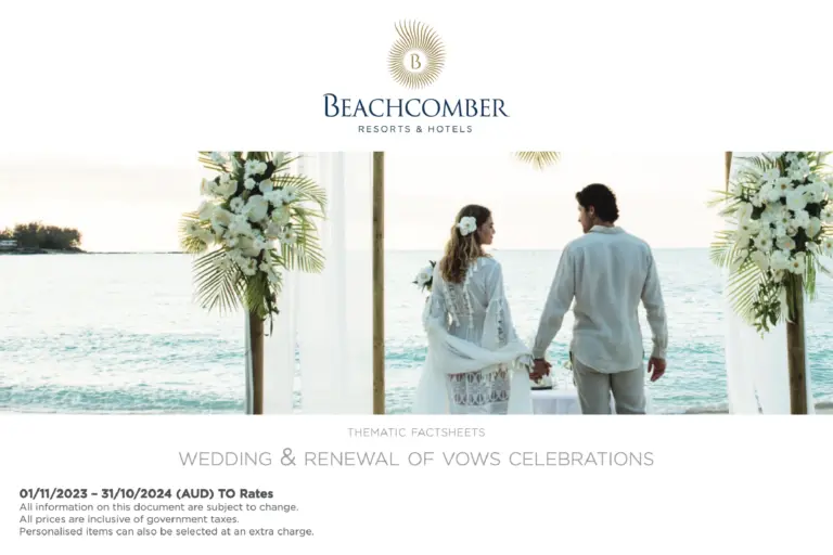 Die Broschüre mit allen Informationen zu Hochzeiten und Flitterwochen im Trou aux Biches Beachcomber auf Mauritius! Katharina Fenners arrangiert Ihre Hochzeiten und Flitterwochen auf der Trauminsel, lassen Sie sich gleich unverbindlich beraten!