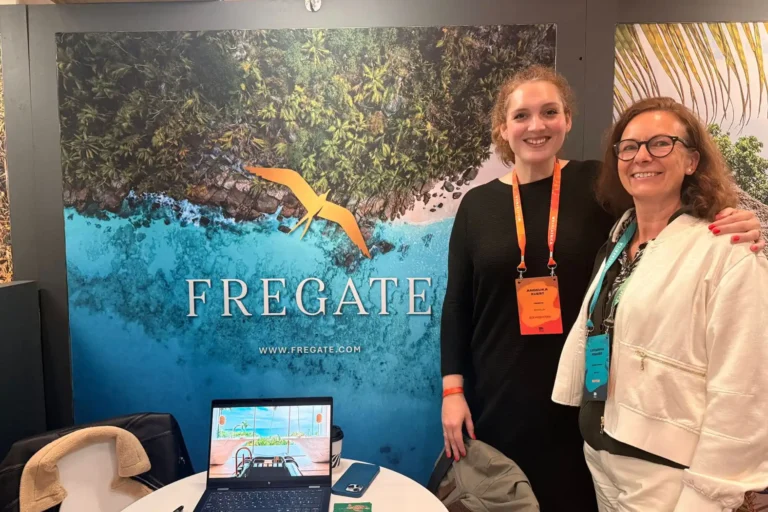 Katharina Fenners im Austausch mit Fregate Katharina Fenners im Austausch mit dem wichtigen Luxusreise-Partner Fregate auf der Reisemesse We Are Africa.